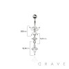 316L SURGICAL STEEL BUTTERFLY MARQUISE AND ROUND CUT CUBIC ZIRCONIA DANGLE BELLY BUTTON NAVEL RING 